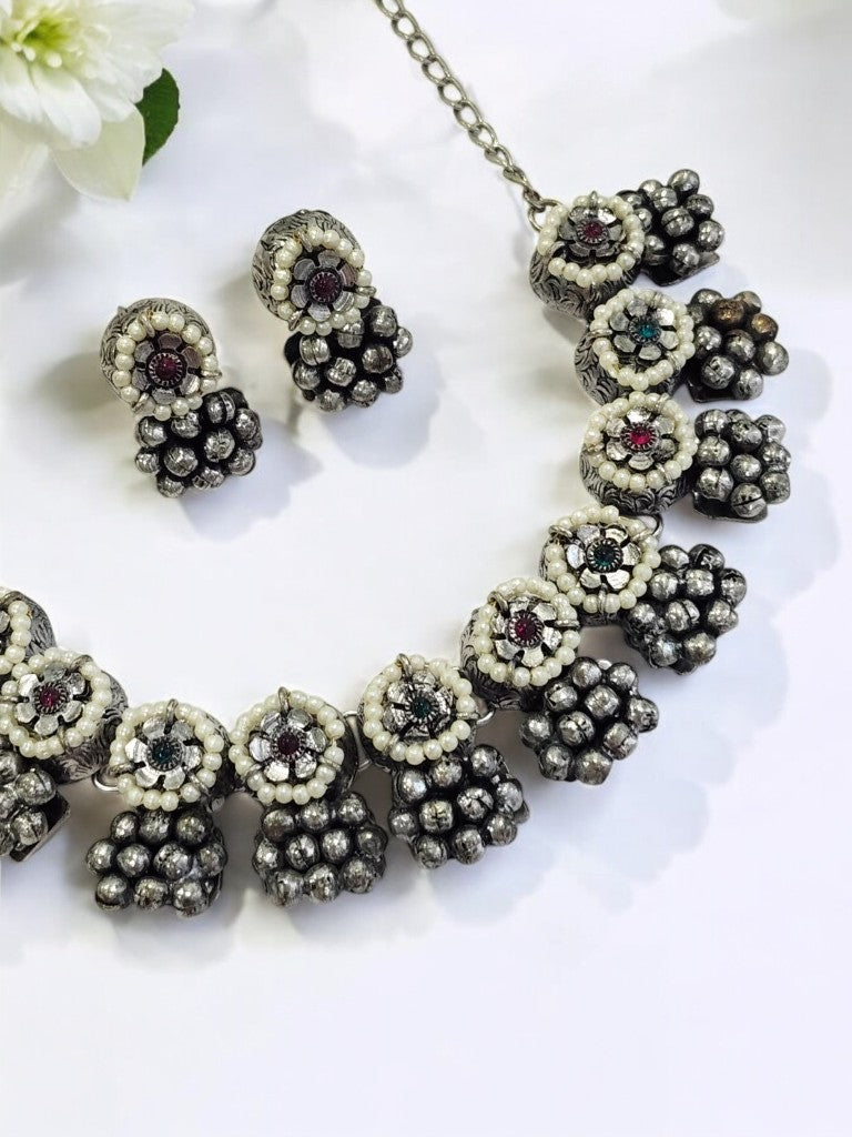 SILVER GIANNA GERMAN SILVER JEWELLERY SET