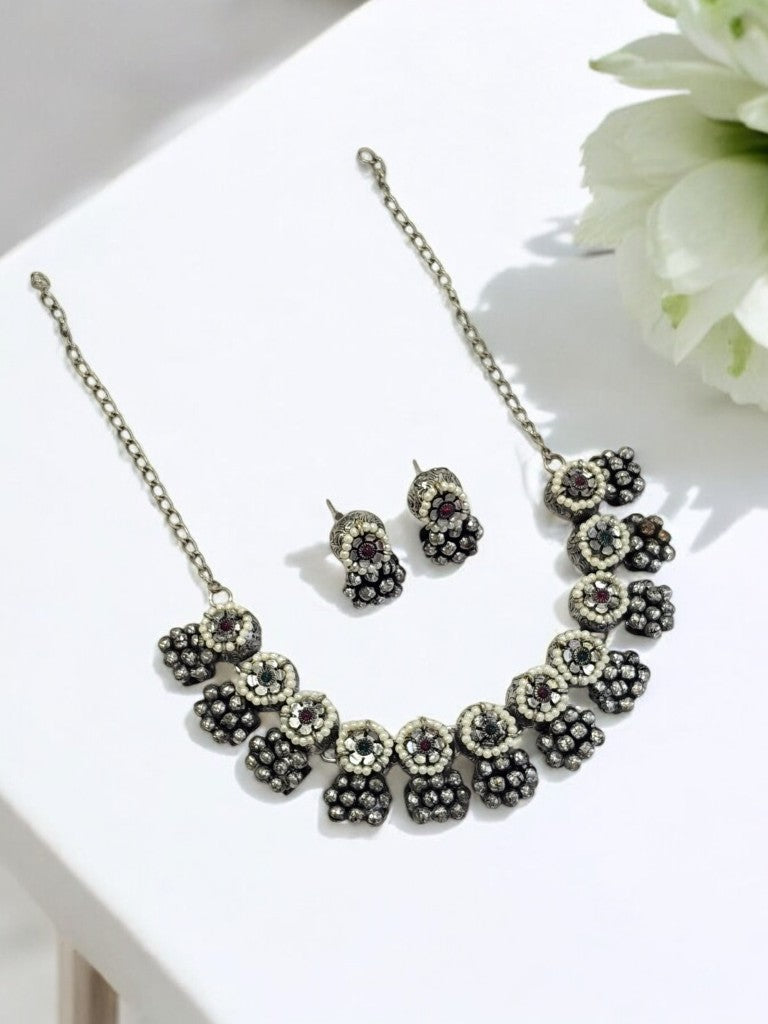 SILVER GIANNA GERMAN SILVER JEWELLERY SET