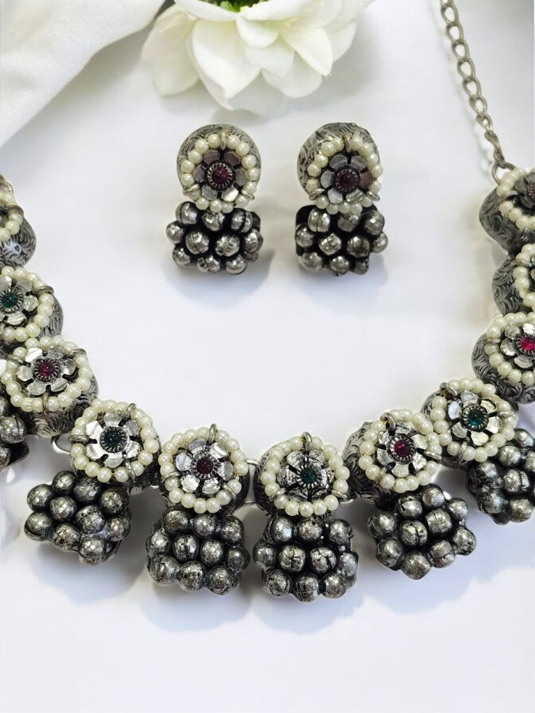SILVER GIANNA GERMAN SILVER JEWELLERY SET