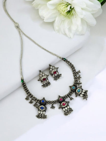 MULTI SURAMAYA GERMAN SILVER JEWELLERY SET