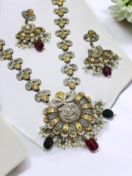 RUBY RAMYAA GERMAN SILVER JEWELLERY SET