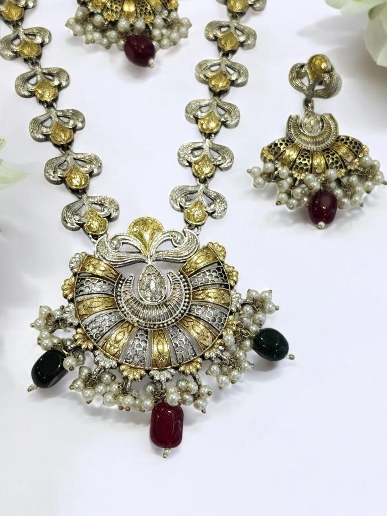 RUBY RAMYAA GERMAN SILVER JEWELLERY SET