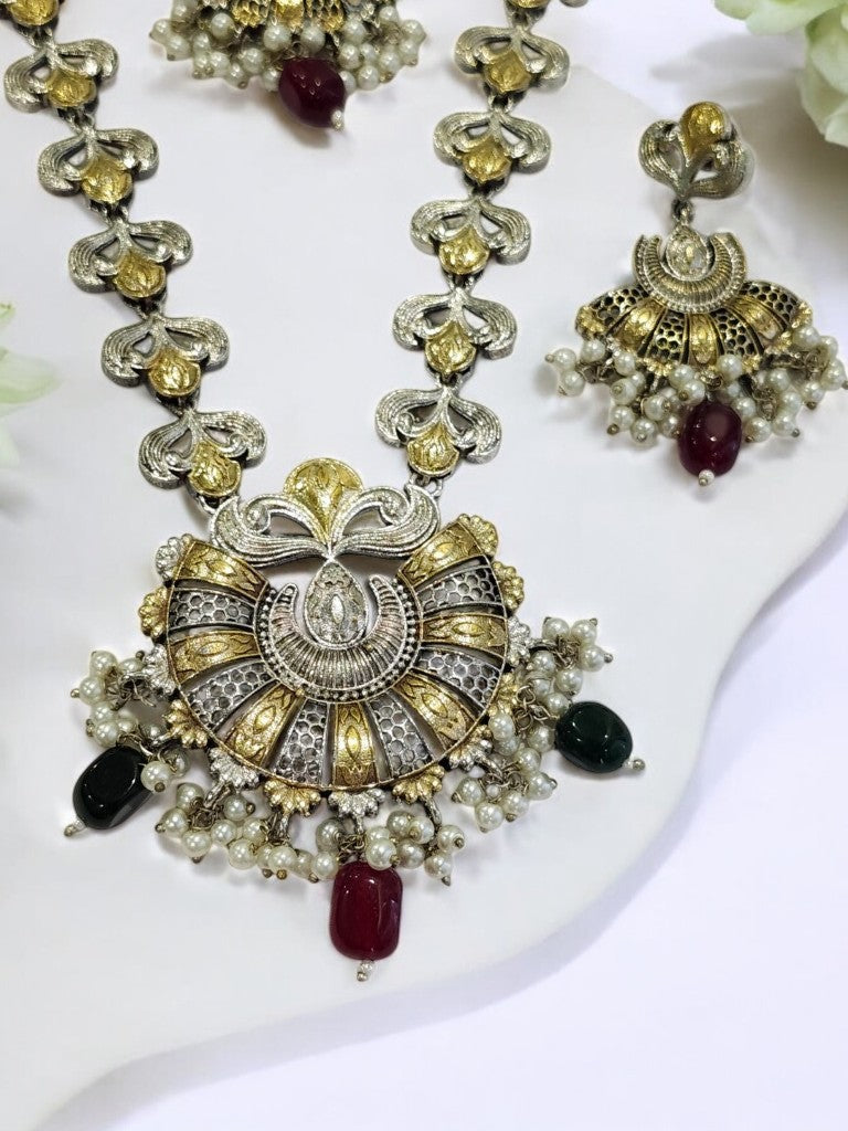 RUBY RAMYAA GERMAN SILVER JEWELLERY SET