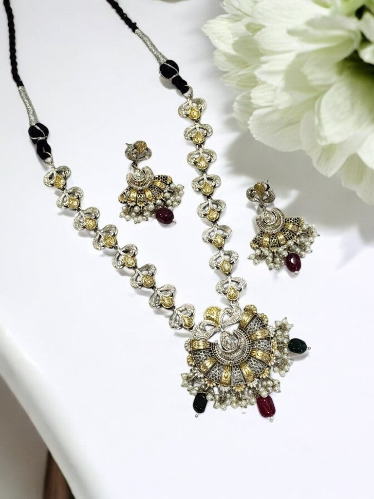 RUBY RAMYAA GERMAN SILVER JEWELLERY SET