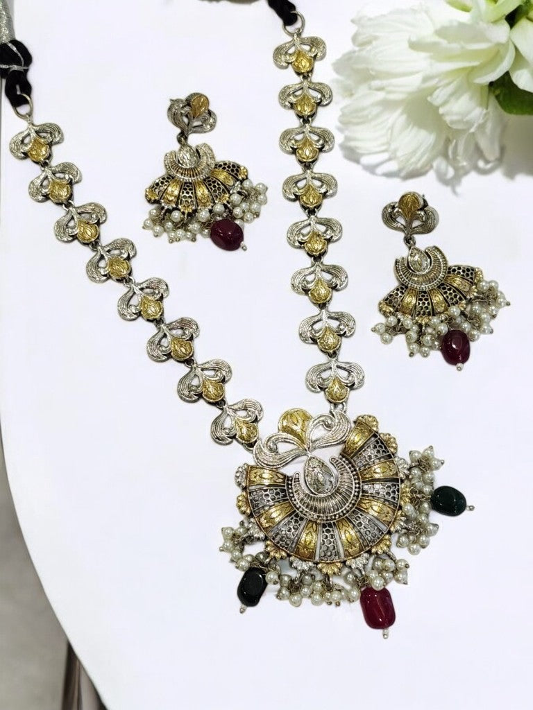 RUBY RAMYAA GERMAN SILVER JEWELLERY SET