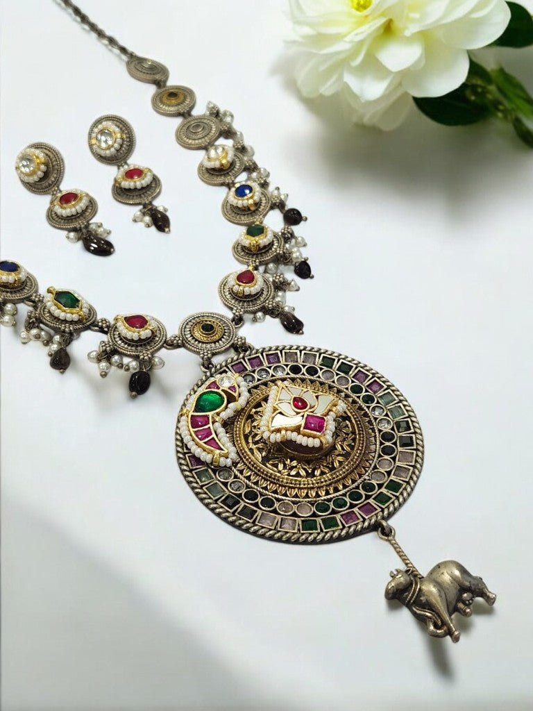 MULTI INSUVI GERMAN SILVER JEWELLERY SET
