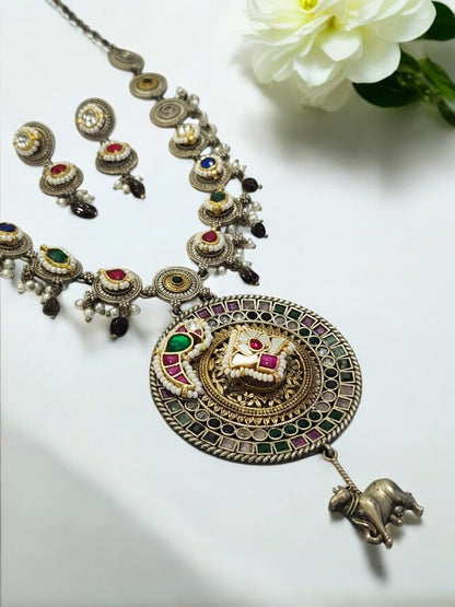 MULTI INSUVI GERMAN SILVER JEWELLERY SET