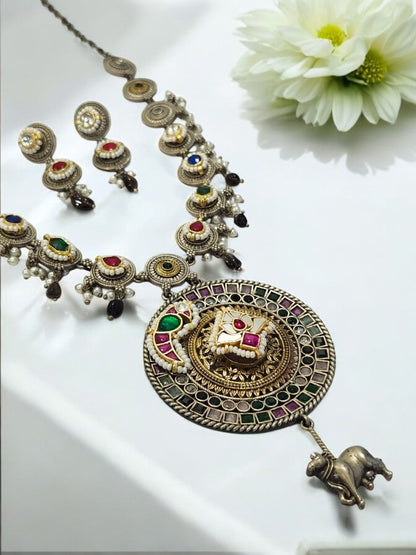 MULTI INSUVI GERMAN SILVER JEWELLERY SET