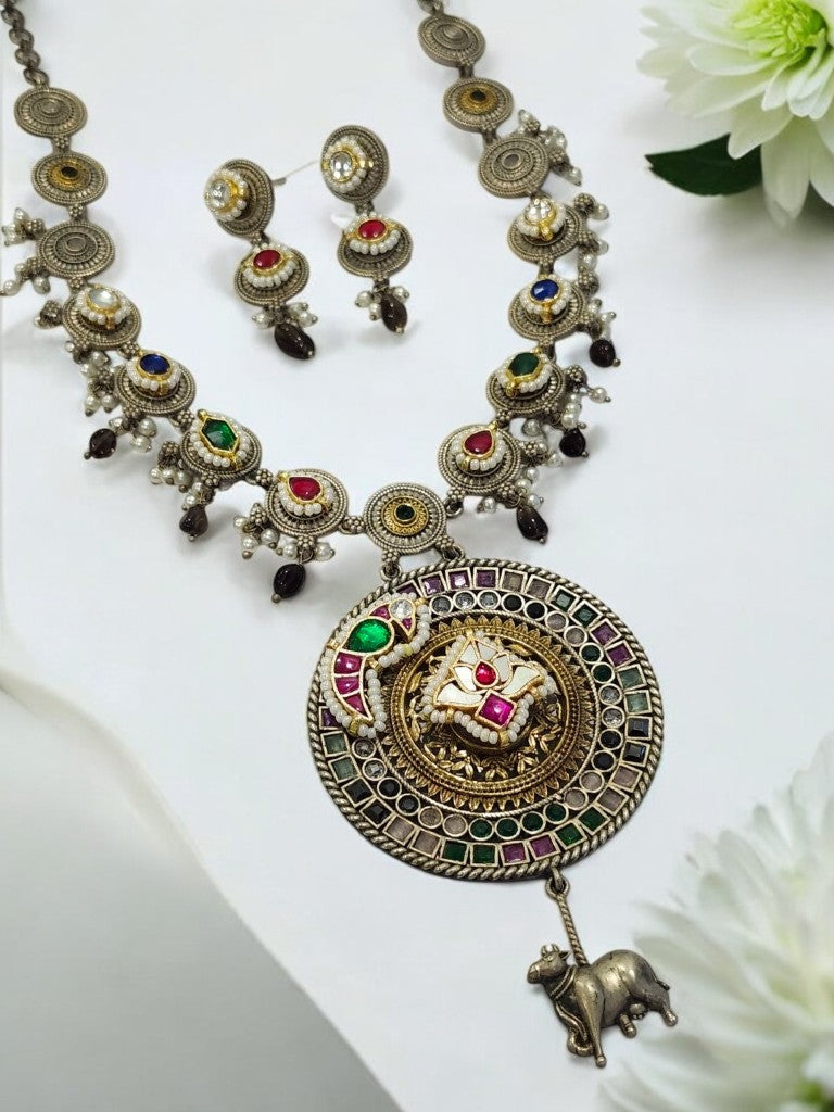 MULTI INSUVI GERMAN SILVER JEWELLERY SET