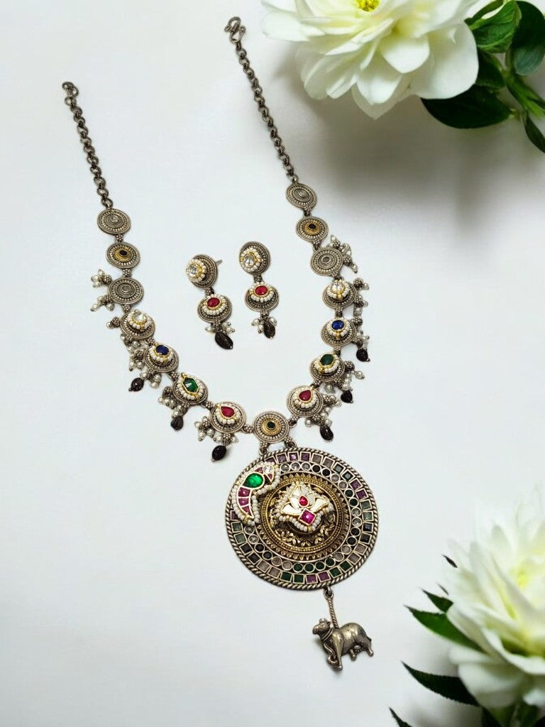MULTI INSUVI GERMAN SILVER JEWELLERY SET