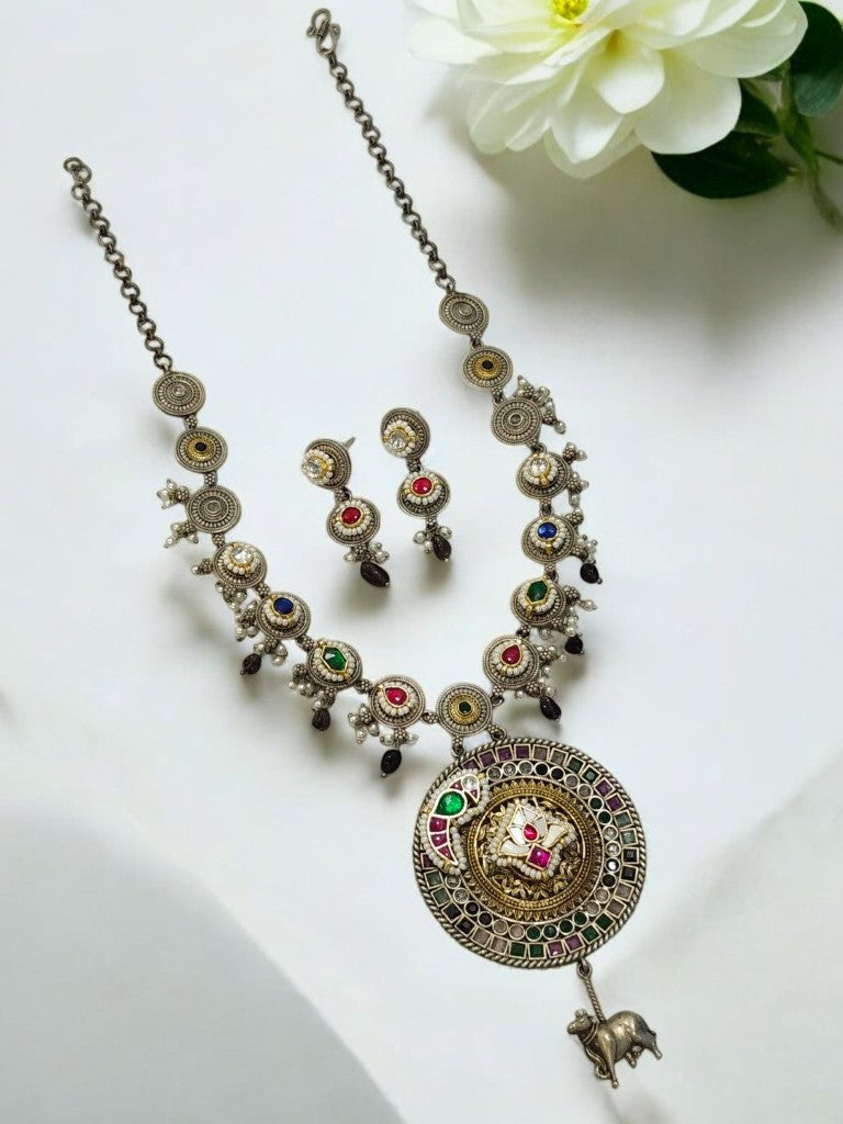 MULTI INSUVI GERMAN SILVER JEWELLERY SET
