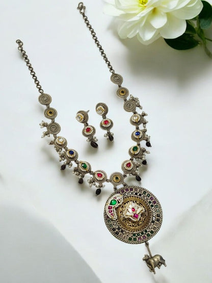 MULTI INSUVI GERMAN SILVER JEWELLERY SET