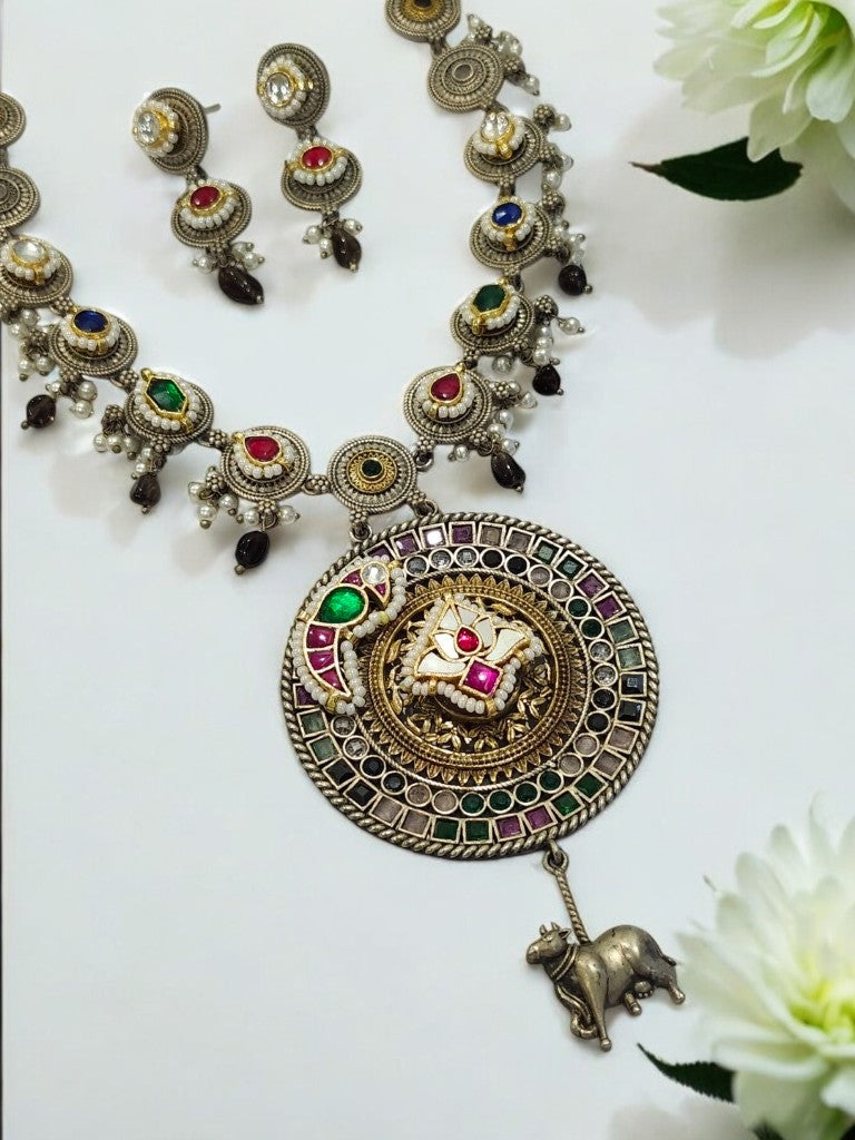 MULTI INSUVI GERMAN SILVER JEWELLERY SET