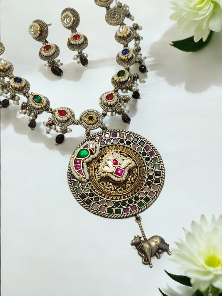 MULTI INSUVI GERMAN SILVER JEWELLERY SET