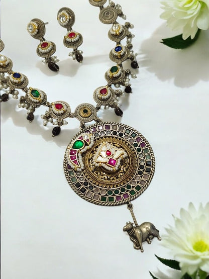 MULTI INSUVI GERMAN SILVER JEWELLERY SET