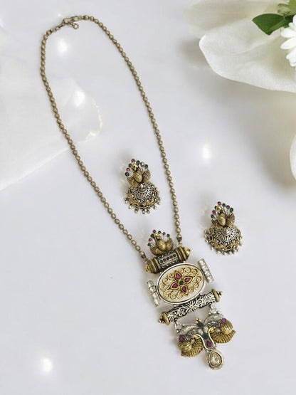 WHITE SHWETA GERMAN SILVER JEWELLERY SET