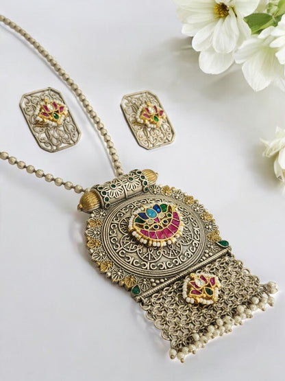 PINK TANUJA GERMAN SILVER JEWELLERY SET