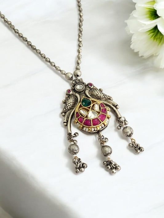 PINK PRIYATHA GERMAN SILVER JEWELLERY SET
