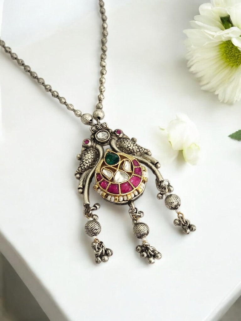 PINK PRIYATHA GERMAN SILVER JEWELLERY SET