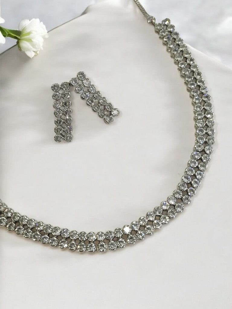 IKAYA DOUBLE ROW ROUND DIAMOND JEWELLERY SET