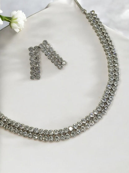 IKAYA DOUBLE ROW ROUND DIAMOND JEWELLERY SET