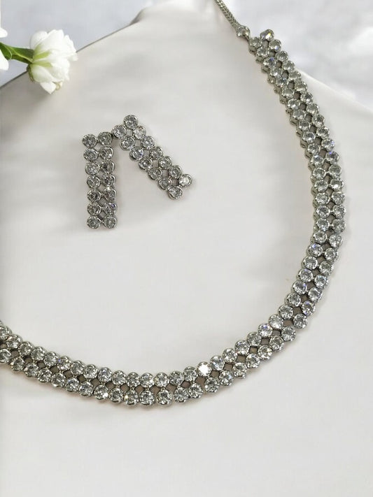 IKAYA DOUBLE ROW ROUND DIAMOND JEWELLERY SET