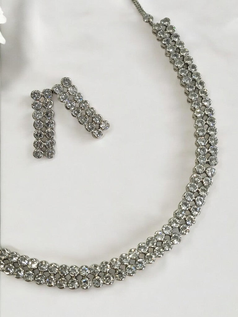 IKAYA DOUBLE ROW ROUND DIAMOND JEWELLERY SET