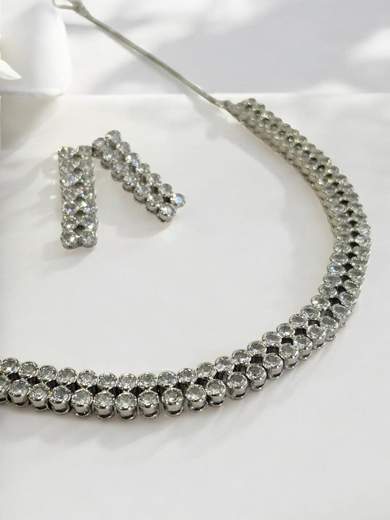 IKAYA DOUBLE ROW ROUND DIAMOND JEWELLERY SET