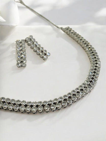 IKAYA DOUBLE ROW ROUND DIAMOND JEWELLERY SET