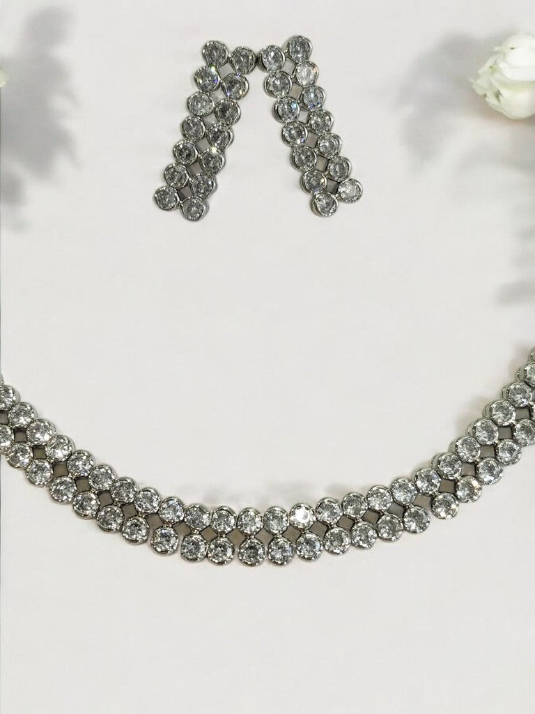 IKAYA DOUBLE ROW ROUND DIAMOND JEWELLERY SET