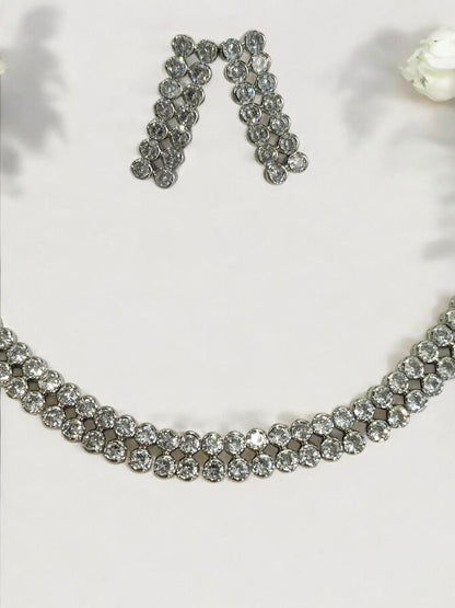 IKAYA DOUBLE ROW ROUND DIAMOND JEWELLERY SET