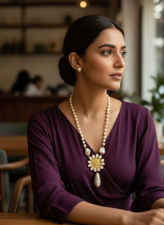 WHITE VENU JEWELLERY SET