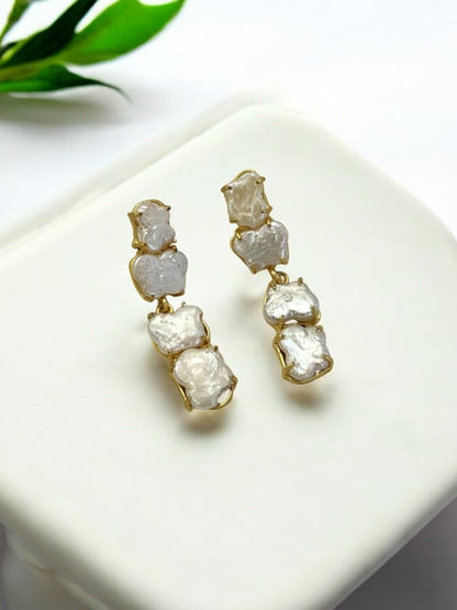 WHITE DIGVITA SEMI PRECIOUS EARRING