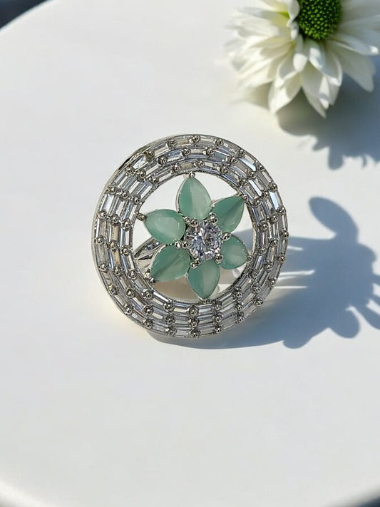 SEA GREEN FLOWER ANVESHA DIAMOND RING