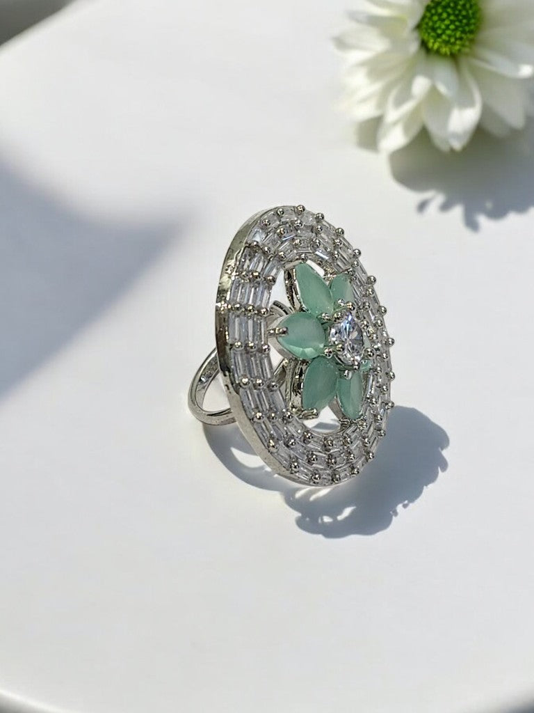 SEA GREEN FLOWER ANVESHA DIAMOND RING