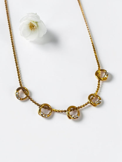 GOLDEN DIAMOND RING CHERRY NECKLACE
