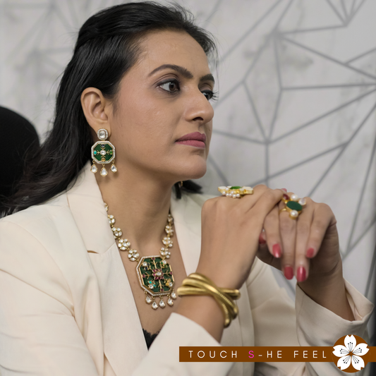 GREEN ABHITHI JEWELLERY SET