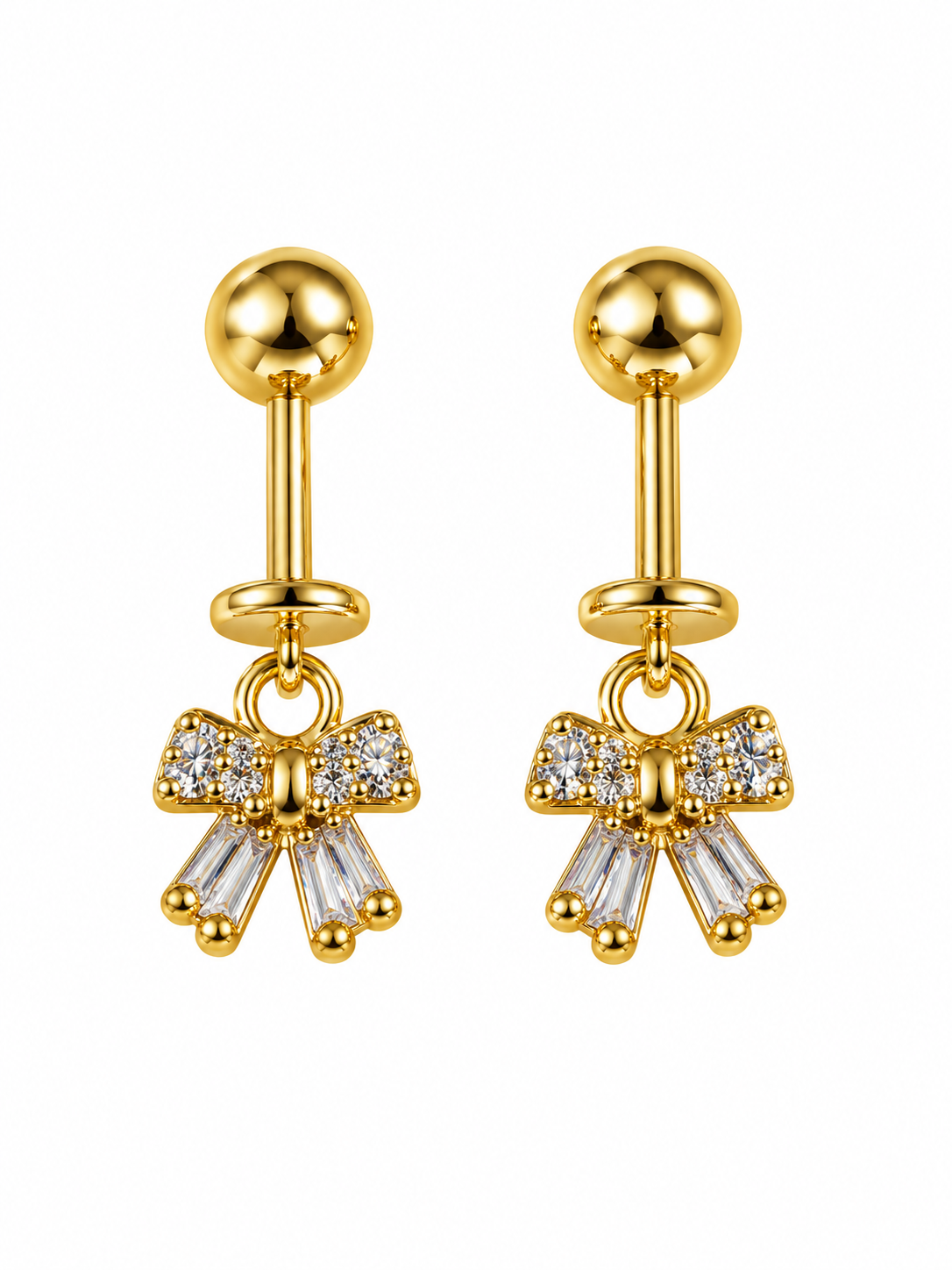 GOLDEN DIAMOND BOW ANNIKA HELIX EARRINGS