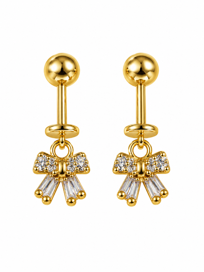 GOLDEN DIAMOND BOW ANNIKA HELIX EARRINGS
