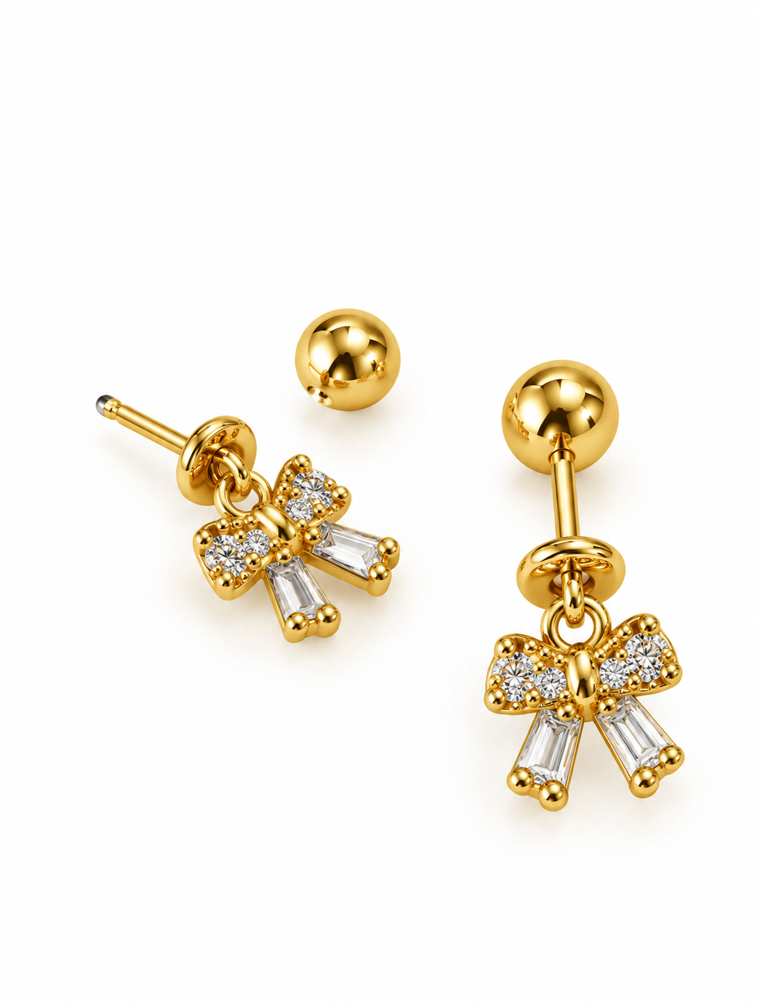 GOLDEN DIAMOND BOW ANNIKA HELIX EARRINGS