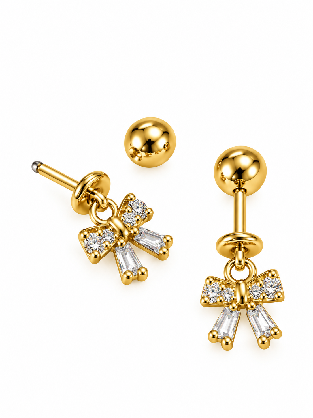 GOLDEN DIAMOND BOW ANNIKA HELIX EARRINGS