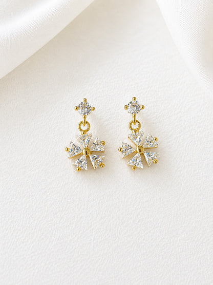 GOLDEN DIAMOND FLORAL NAMAY BALL BACK EARRINGS
