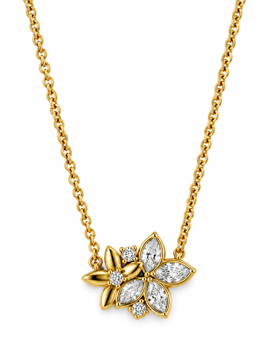 GOLDEN DIAMOND FLORAL ZAYLEE NECKLACE
