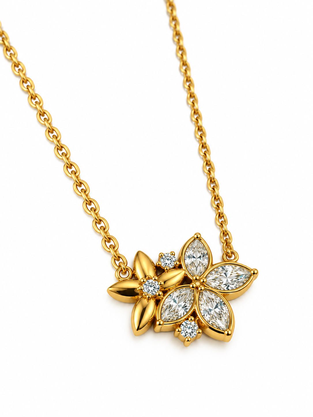 GOLDEN DIAMOND FLORAL ZAYLEE NECKLACE