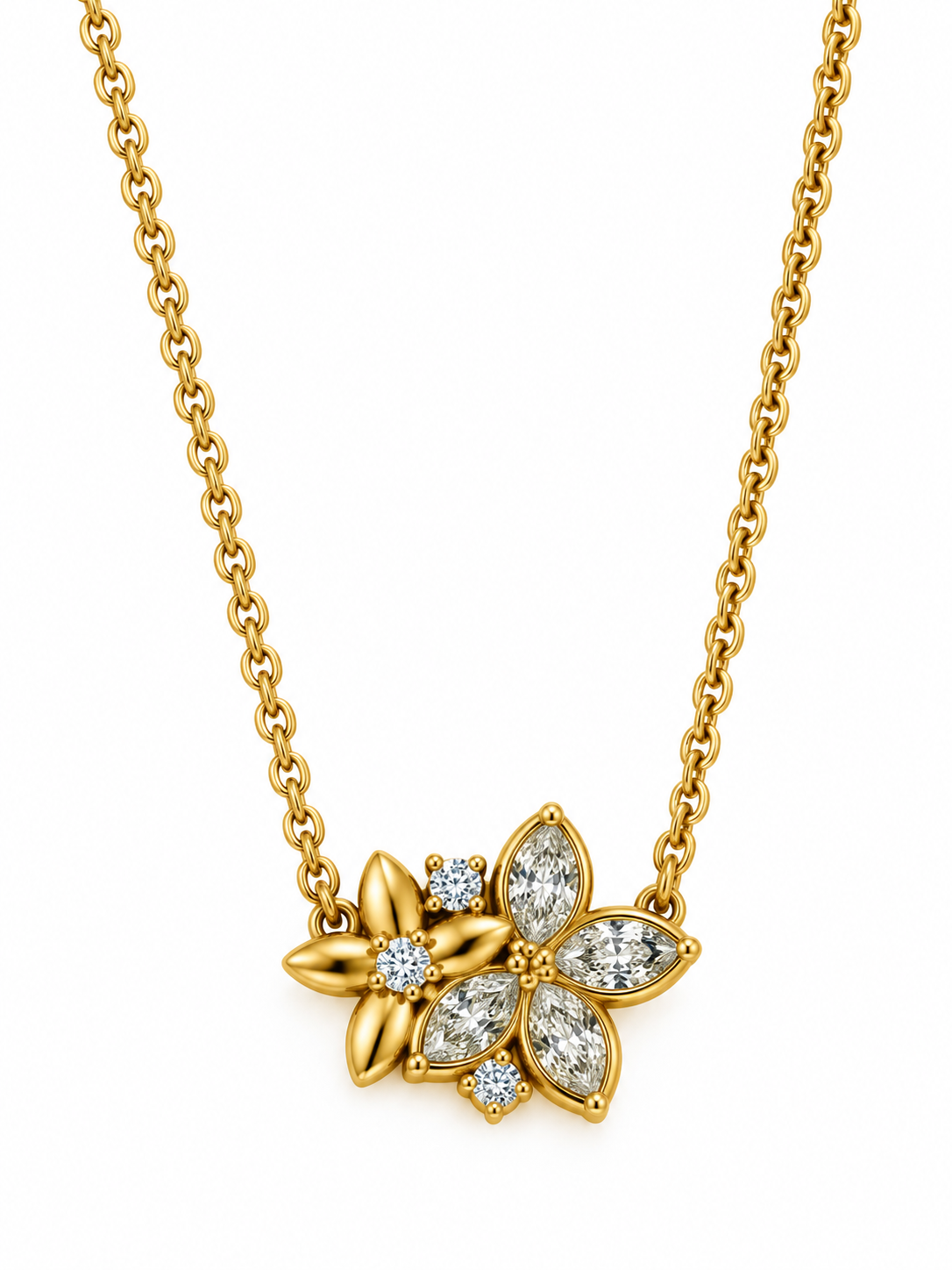 GOLDEN DIAMOND FLORAL ZAYLEE NECKLACE
