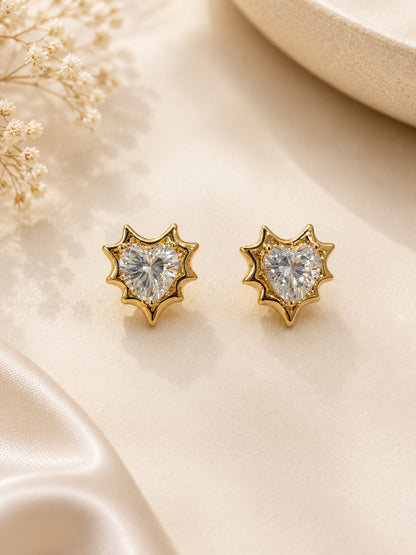 GOLDEN DIAMOND HEART ERINA EARRINGS
