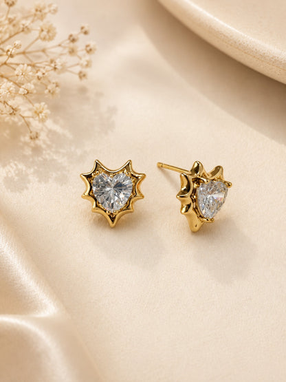 GOLDEN DIAMOND HEART ERINA EARRINGS