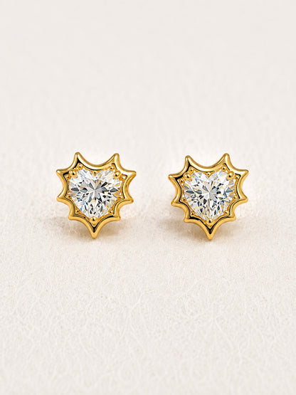 GOLDEN DIAMOND HEART ERINA EARRINGS