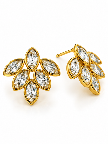 GOLDEN DIAMOND LEAVES KARLA EARRINGS