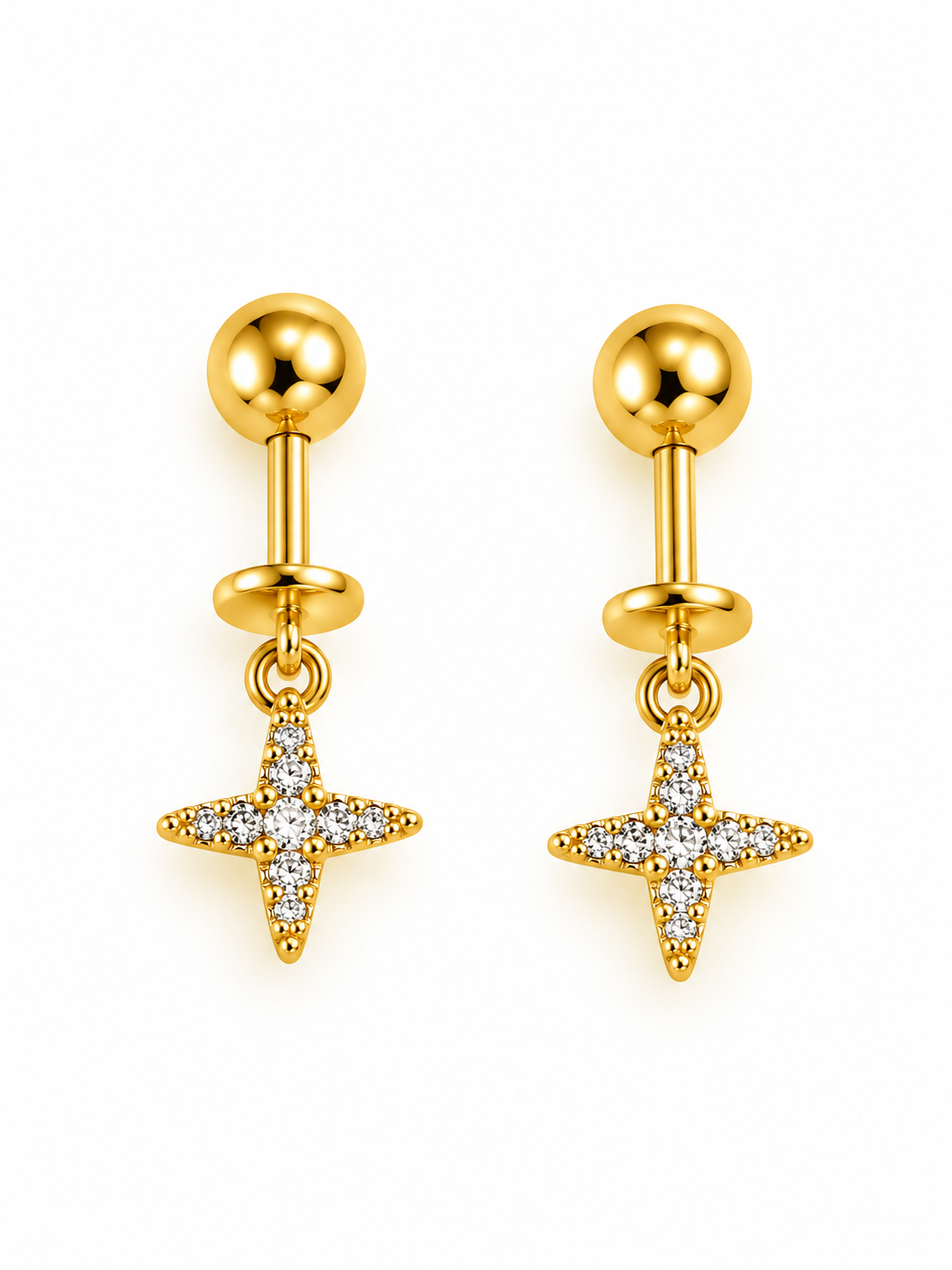 GOLDEN DIAMOND STAR ANNIKA HELIX EARRINGS